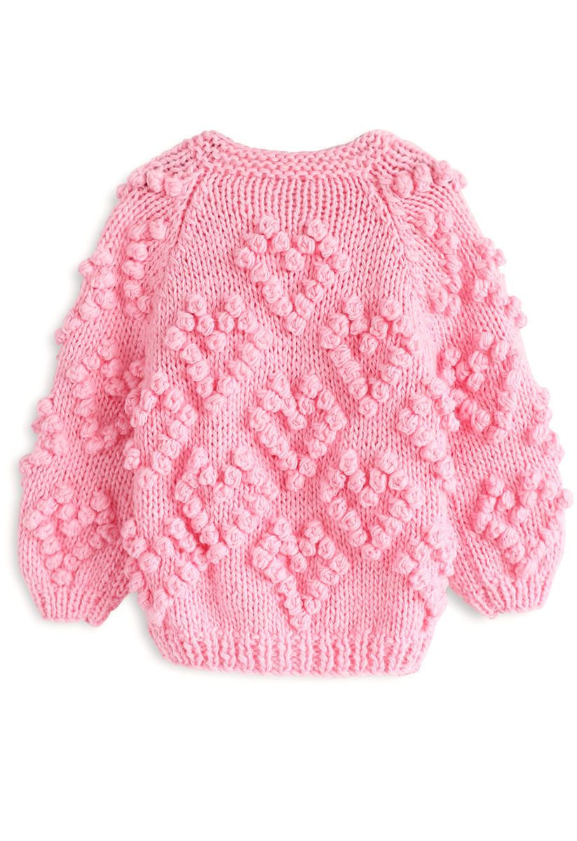 Knit Your Love Cardigan in Hot Pink For Kids