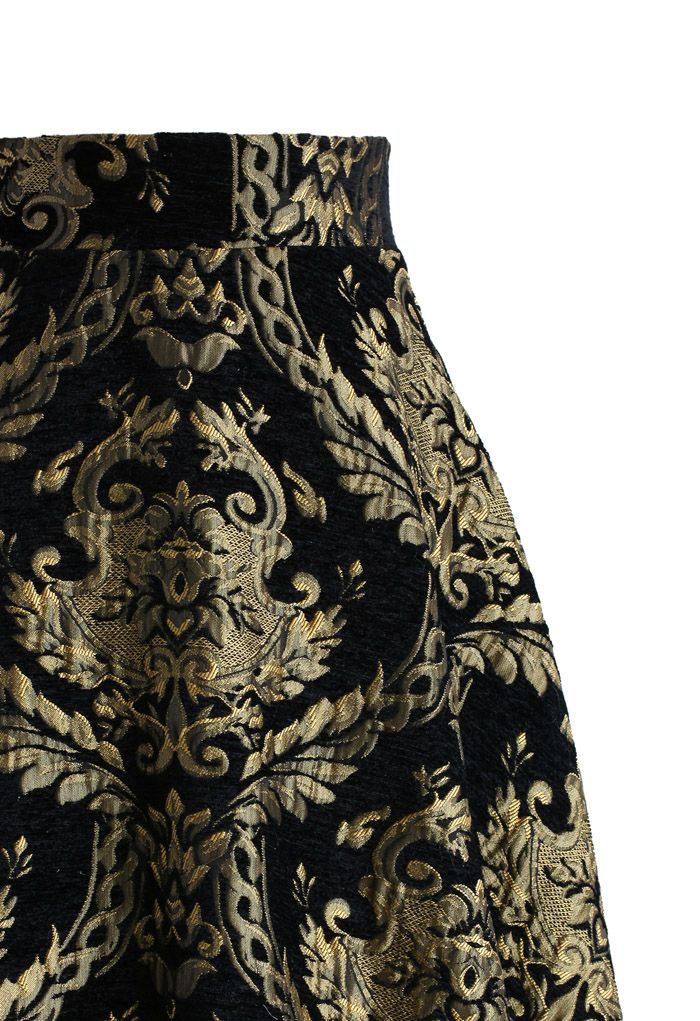 Golden Bouquet Jacquard Midi Skirt