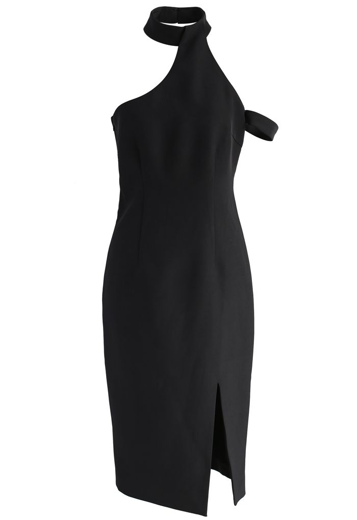 Extra Stylish Halter Neck Dress in Black