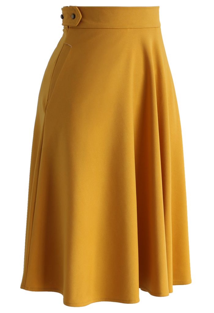 Basic Full A-line Skirt in Mustard