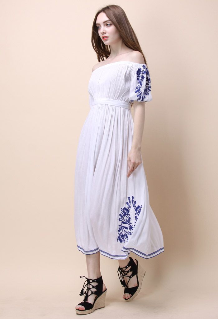 Boho Nymph Off-shoulder Maxi Dress in White