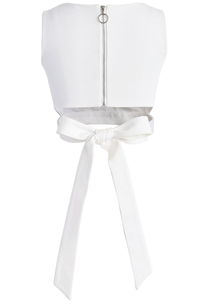 A Fan of Bowknot Crop Top in White