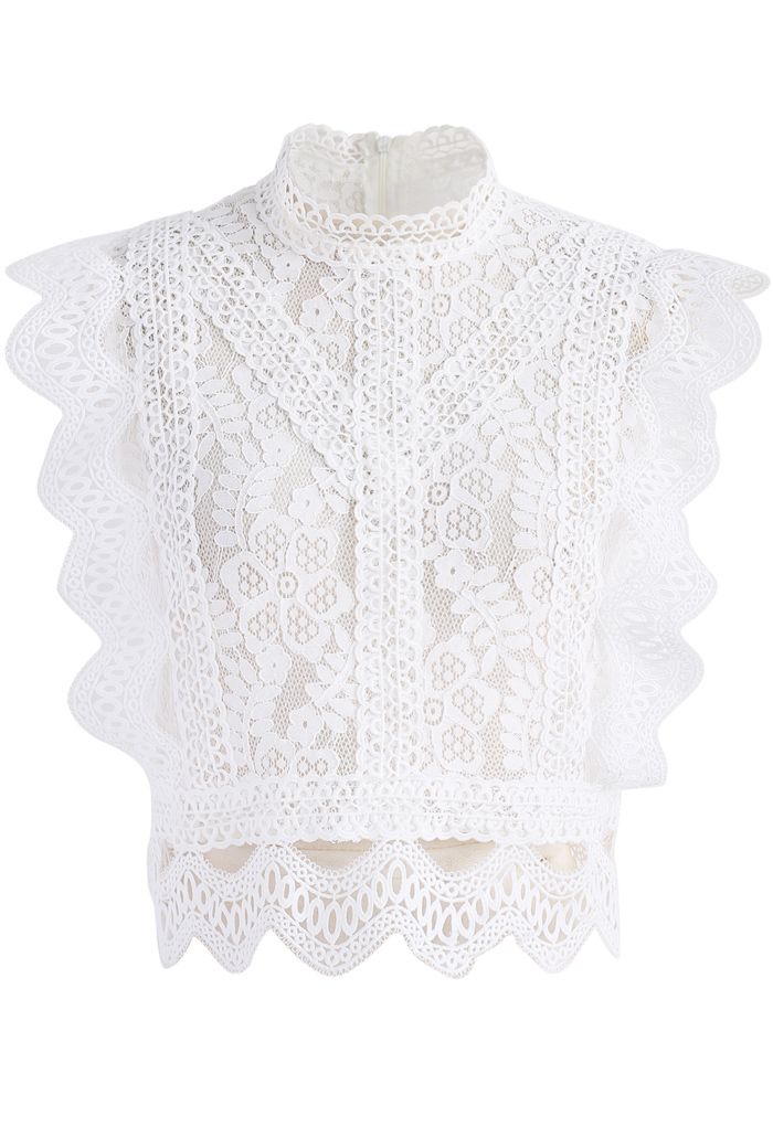 Your Sassy Start Sleeveless Crochet Lace Top in White