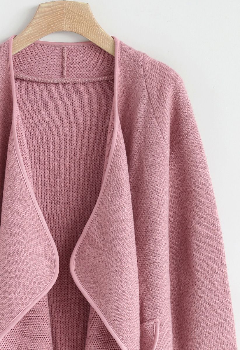 Just Knitted Open Coat in Pink