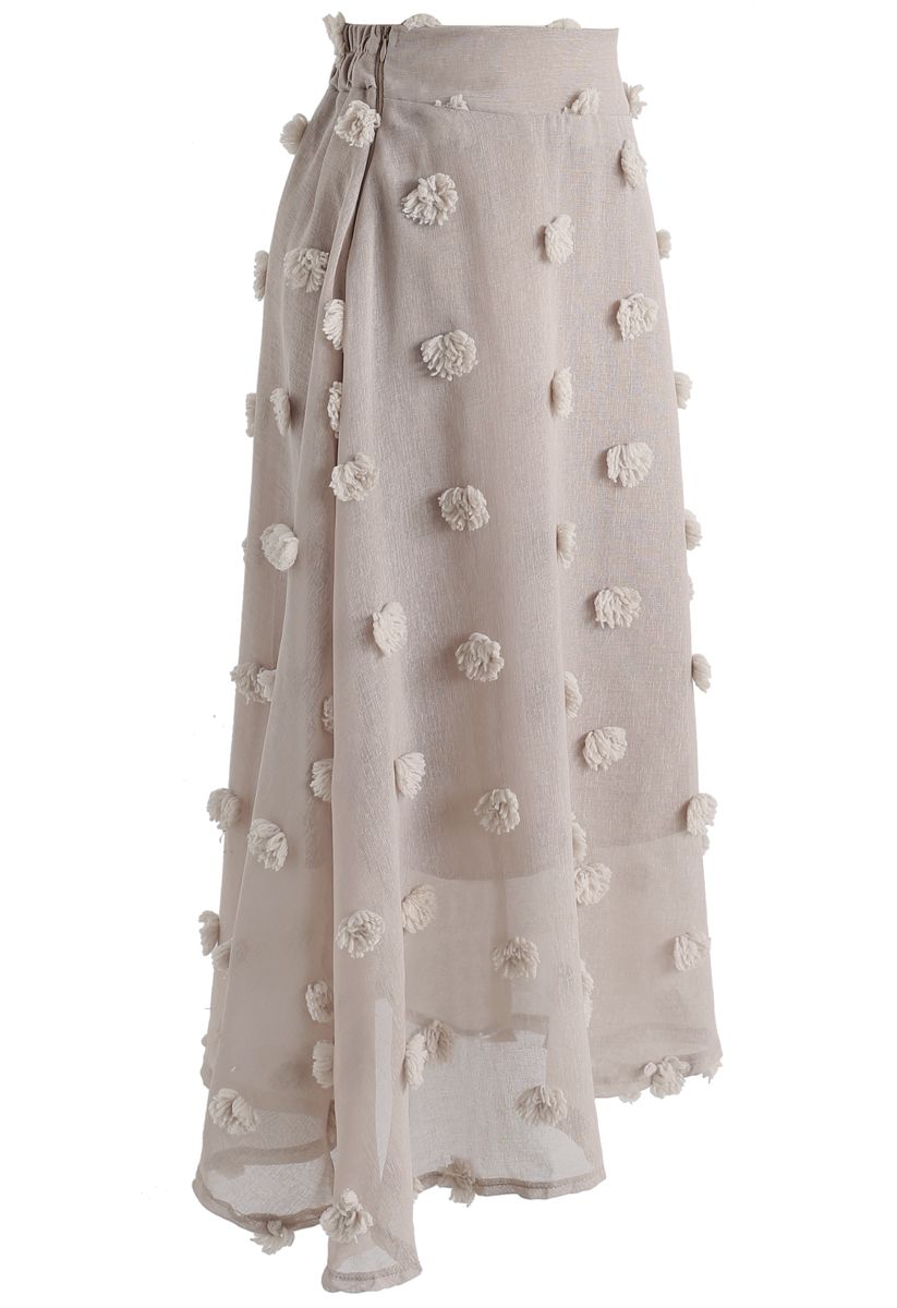 Cotton Candy Sheer 3D Flower Skirt in Taupe 