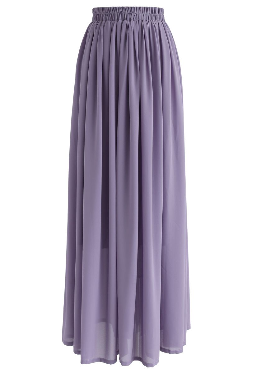 Purple Pleated Maxi Skirt