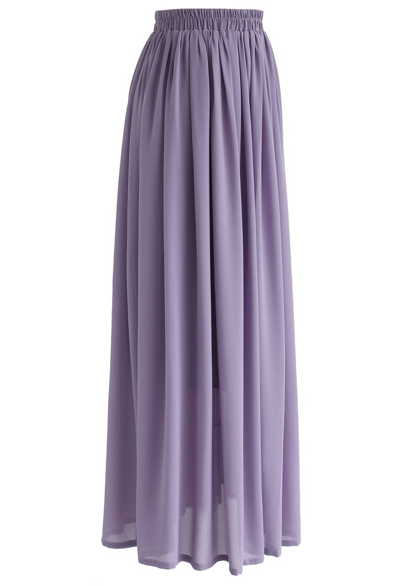 Purple Pleated Maxi Skirt