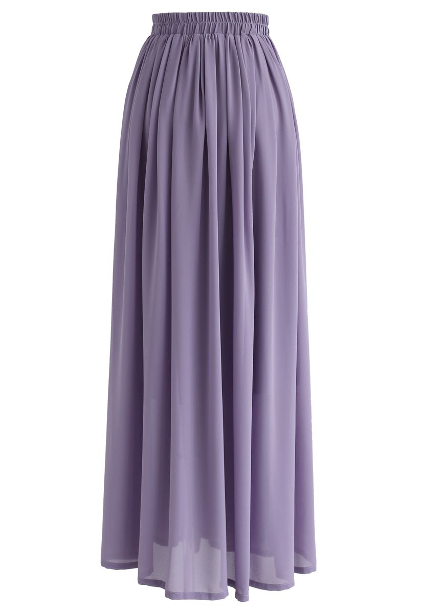 Purple Pleated Maxi Skirt