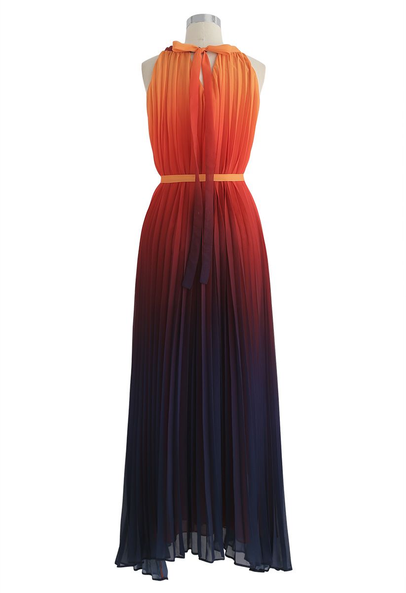 Splendor of the Sunset Gradient Pleated Maxi Dress