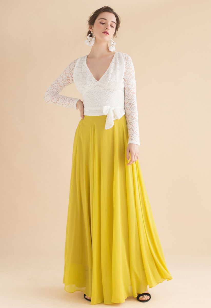 Timeless Favorite Chiffon Maxi Skirt in Mustard