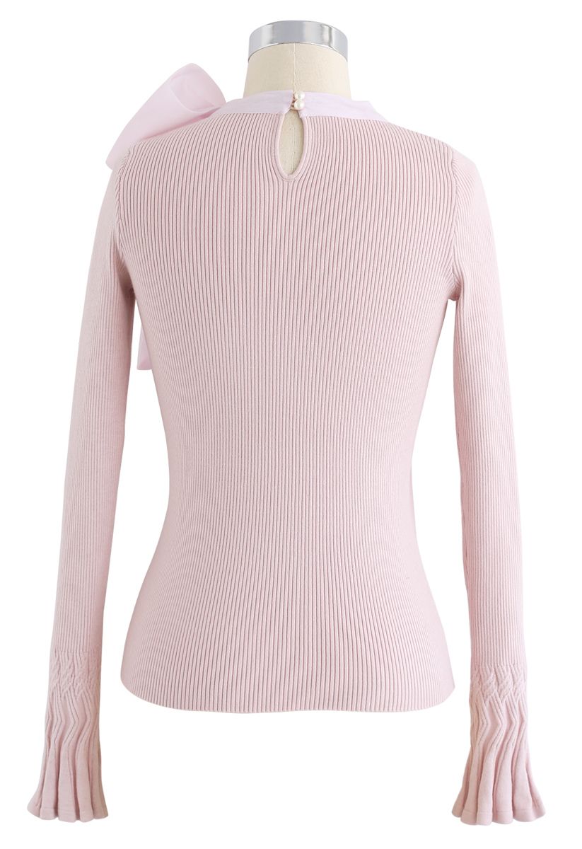 Fancy with Bowknot Knit Top in Pink