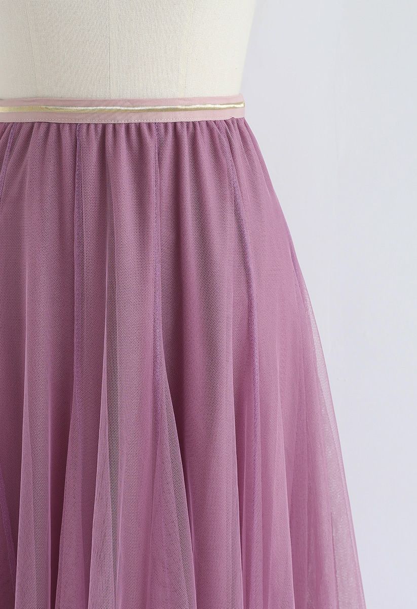 My Secret Garden Tulle Midi Skirt in Lilac