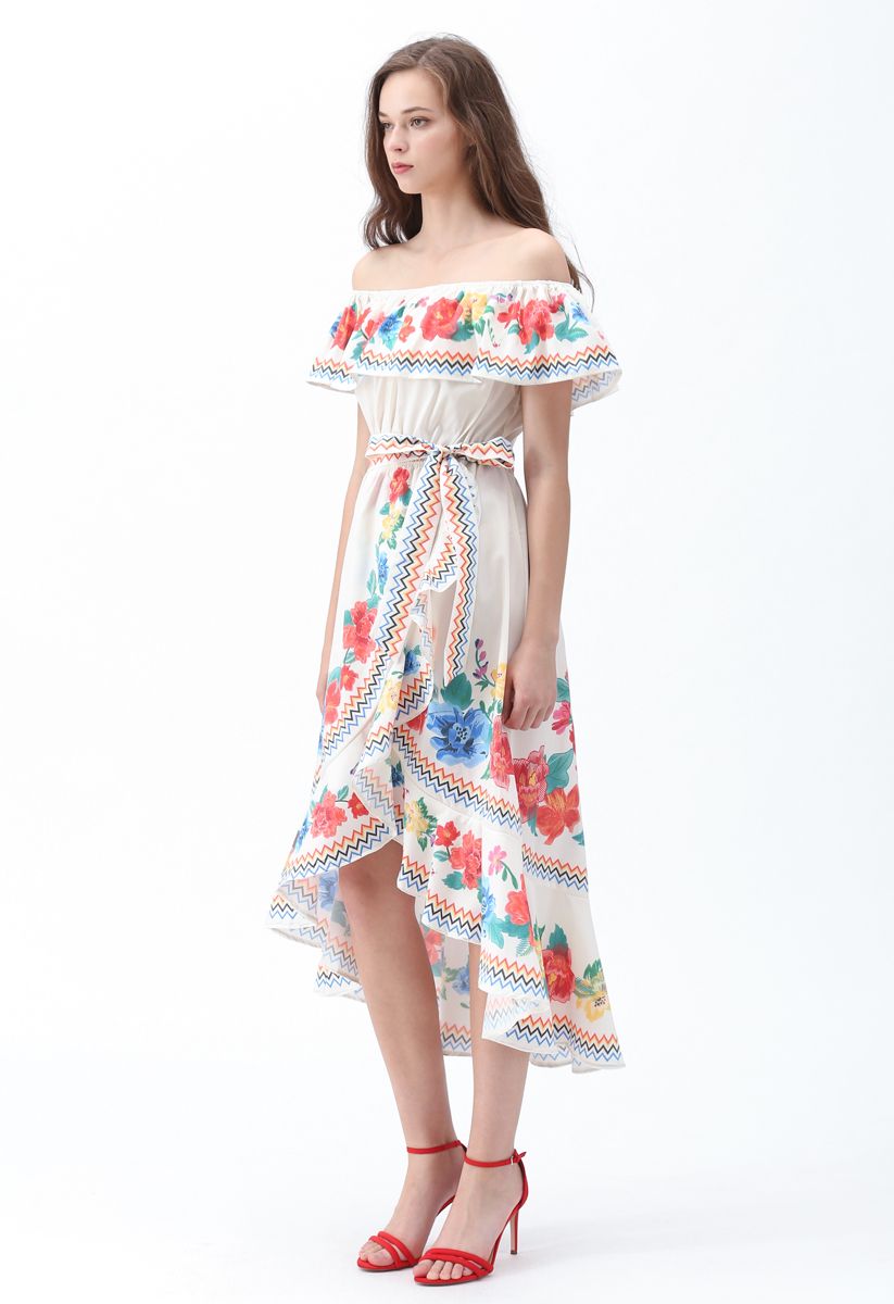 You'll See Floral Asymmetric Waterfall Dress