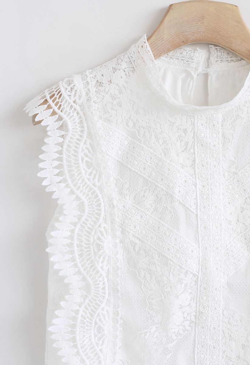 Lace is More Sleeveless Top in White