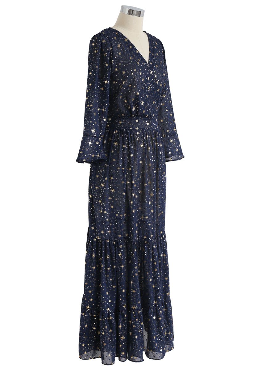 Glory of Love Star Printed Maxi Dress in Navy