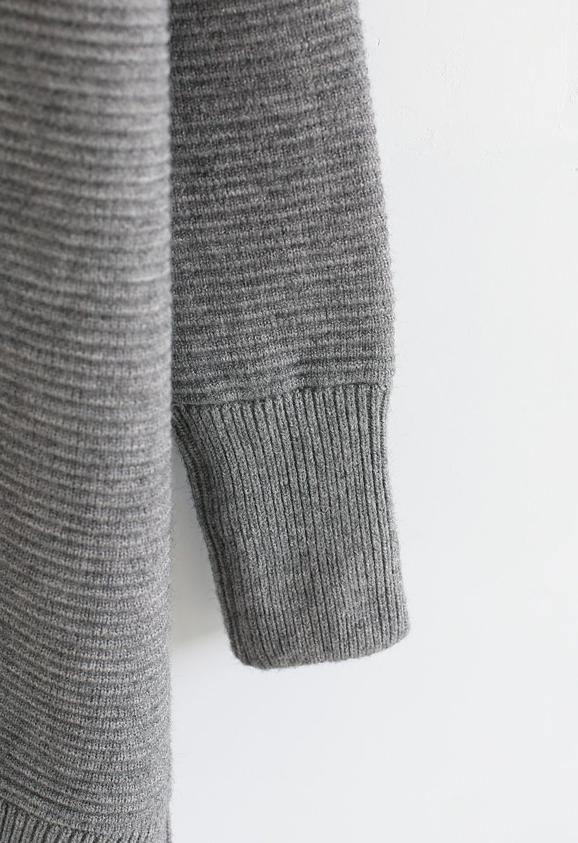 Cozy Ribbed Turtleneck Sweater in Grey