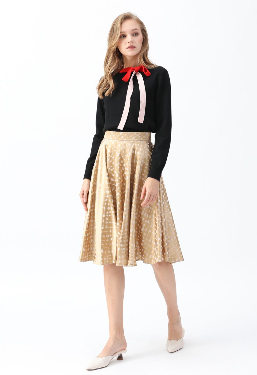 Golden Spot Jacquard Midi Skirt