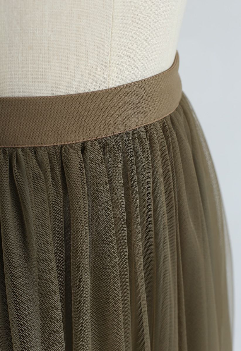 Can't Let Go Mesh Tulle Skirt in Army Green