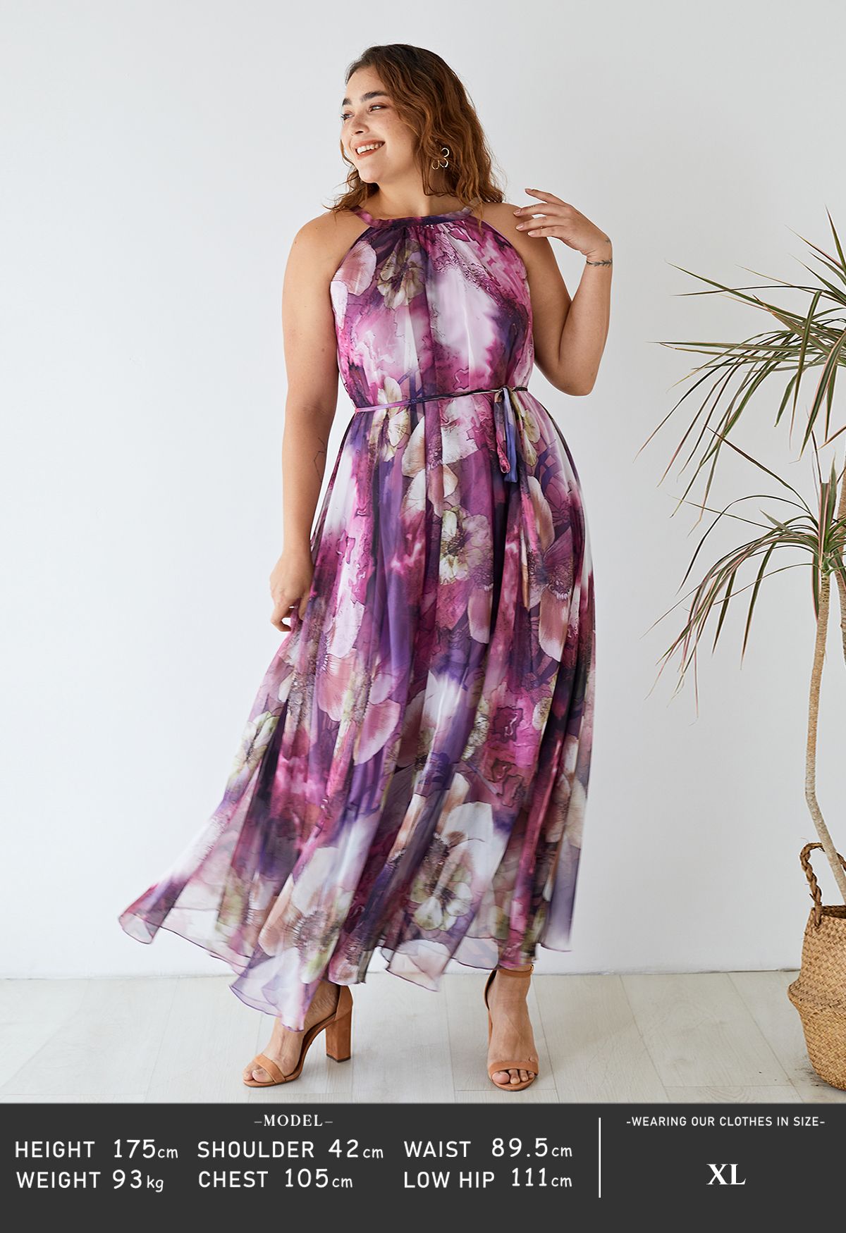 Mysterious Purple Floral Maxi Slip Dress 