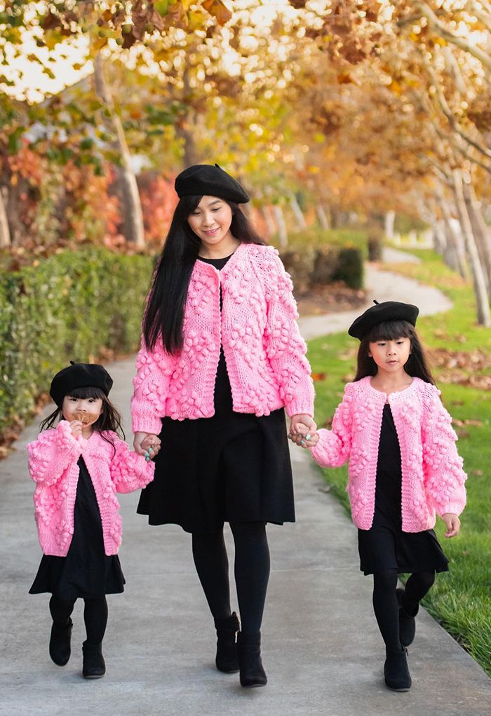 Knit Your Love Cardigan in Hot Pink For Kids