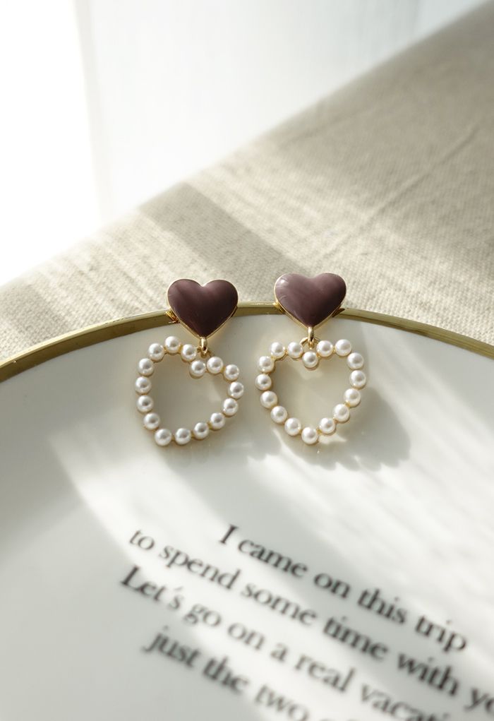 Double Hearts Drop Earrings