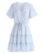 Enchanted Floret Ruffle Wrap Chiffon Dress