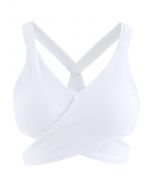 Wrap Design Low-Impact Sports Bra in White