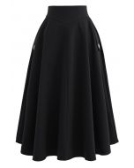 Classic Simplicity A-Line Midi Skirt in Black