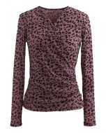 Velvet Leopard Dot Wrapped Top