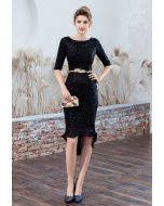 Shiny Full Sequins Trumpet Dress in Black