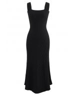 Slender Soft Knit Cami Dress in Black