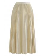 Simplicity Pleated Midi Skirt in Light Yellow