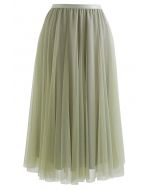 Rambling Crystal Decor Tulle Skirt in Pistachio