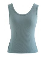 Crisscross Open Back Tank Top in Teal