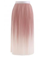 Coral Gradient Pleated Midi Skirt