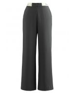 Contrast Waist Straight-Leg Pants in Smoke