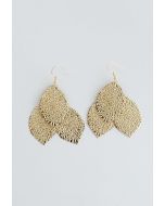 Triple Golden Leaves Earrings