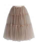 Amore Tulle Midi Skirt in Caramel