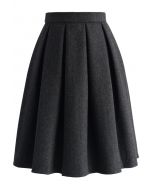 Wool-blend Pleated Twill Skirt