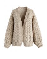 Nice to Knit You Chunky Cardigan in Sand