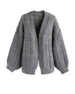 Nice to Knit You Chunky Cardigan in Grey