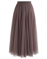 My Secret Garden Tulle Maxi Skirt in Brown